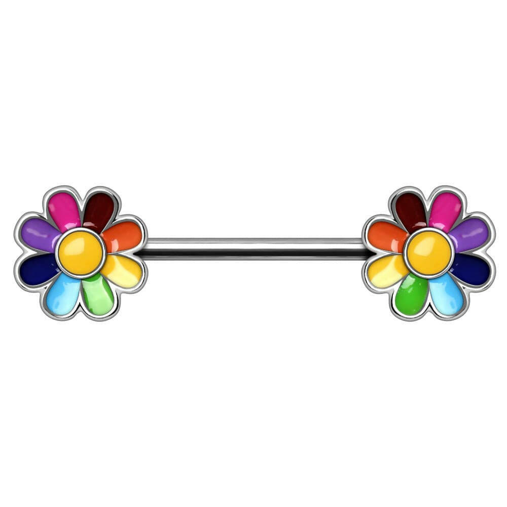 Stainless Steel Rainbow Flower Nipple Bar Nipple Ring Impulse Piercings