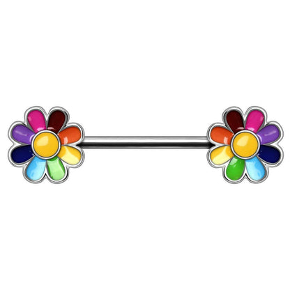 Stainless Steel Rainbow Flower Nipple Bar Nipple Ring Impulse Piercings