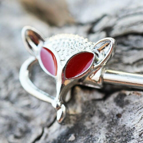 Stainless Steel Red Eye Fox Nipple Bar Nipple Ring Impulse Piercings