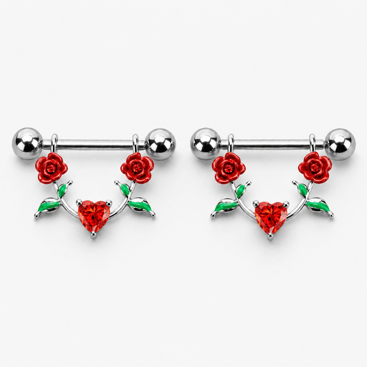 316L Stainless Steel Red Rose Nipple Shield