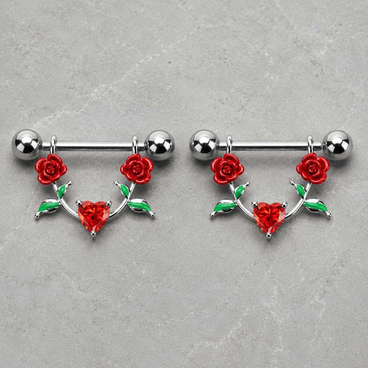 316L Stainless Steel Red Rose Nipple Shield