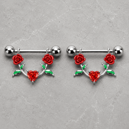 316L Stainless Steel Red Rose Nipple Shield