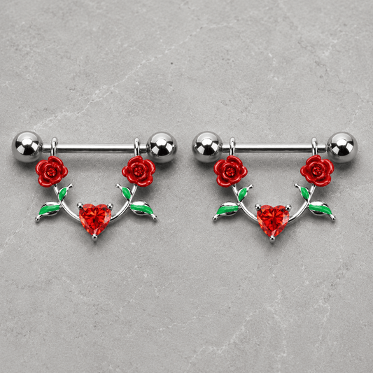 316L Stainless Steel Red Rose Nipple Shield