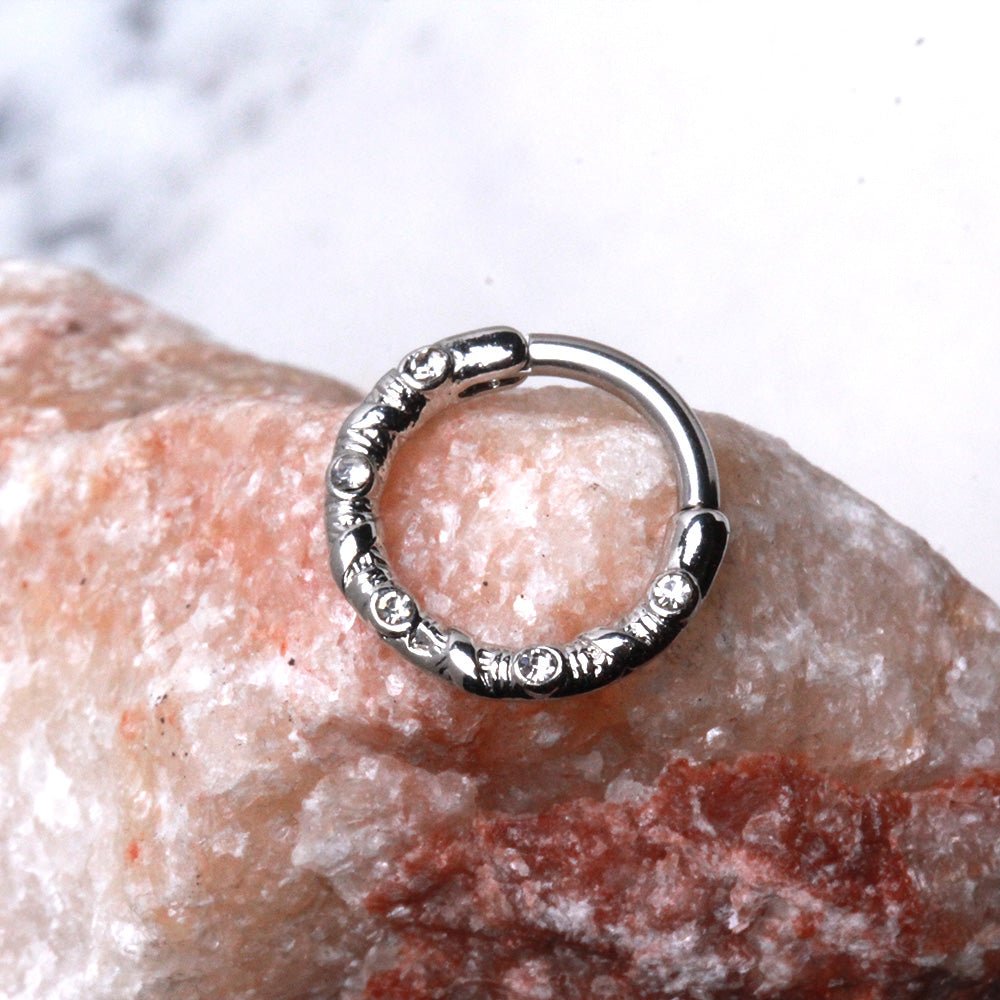 316L Stainless Steel Rope Design Multi-Jeweled Clicker Ring Cartilage Earring Skin Metals