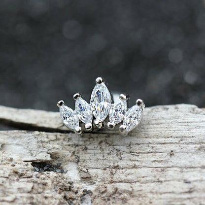 Stainless Steel Royal Crystal Crown Cartilage Earring Cartilage Impulse Piercings