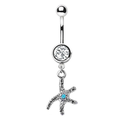 Stainless Steel Sea Star Dangle Navel Ring Navel Ring Impulse Piercings