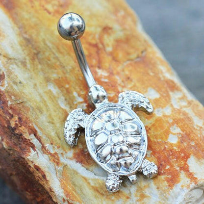 Stainless Steel Sea Turtle Navel Ring Navel Ring Impulse Piercings