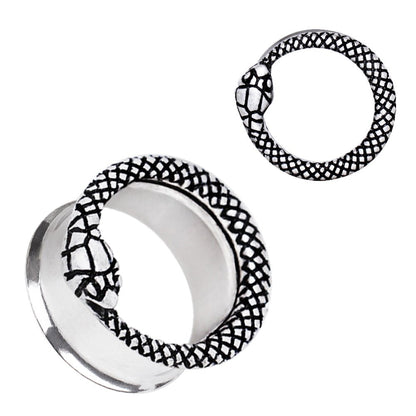 316L Stainless Steel Serpent Snake Double Flare Tunnel Plug — Sold as Pair