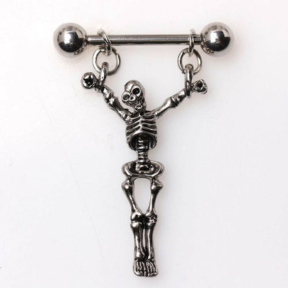 Stainless Steel Skeleton Crucifix Nipple Ring Nipple Ring Impulse Piercings