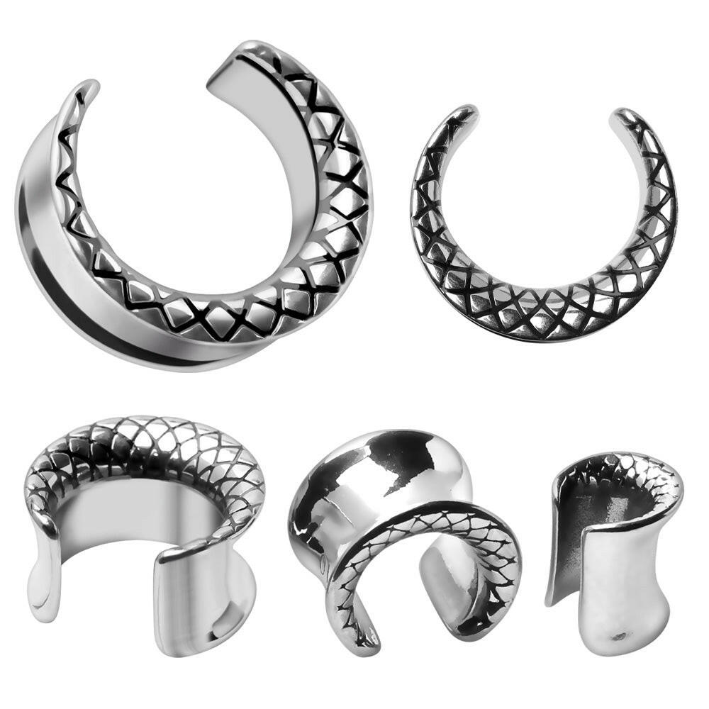 Stainless Steel Snake Skin Saddle Plug Earrings Plug Earrings Impulse Piercings