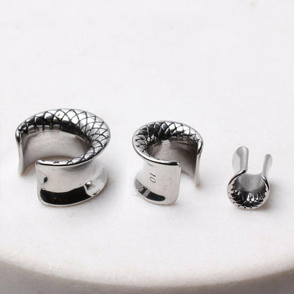 Stainless Steel Snake Skin Saddle Plug Earrings Plug Earrings Impulse Piercings