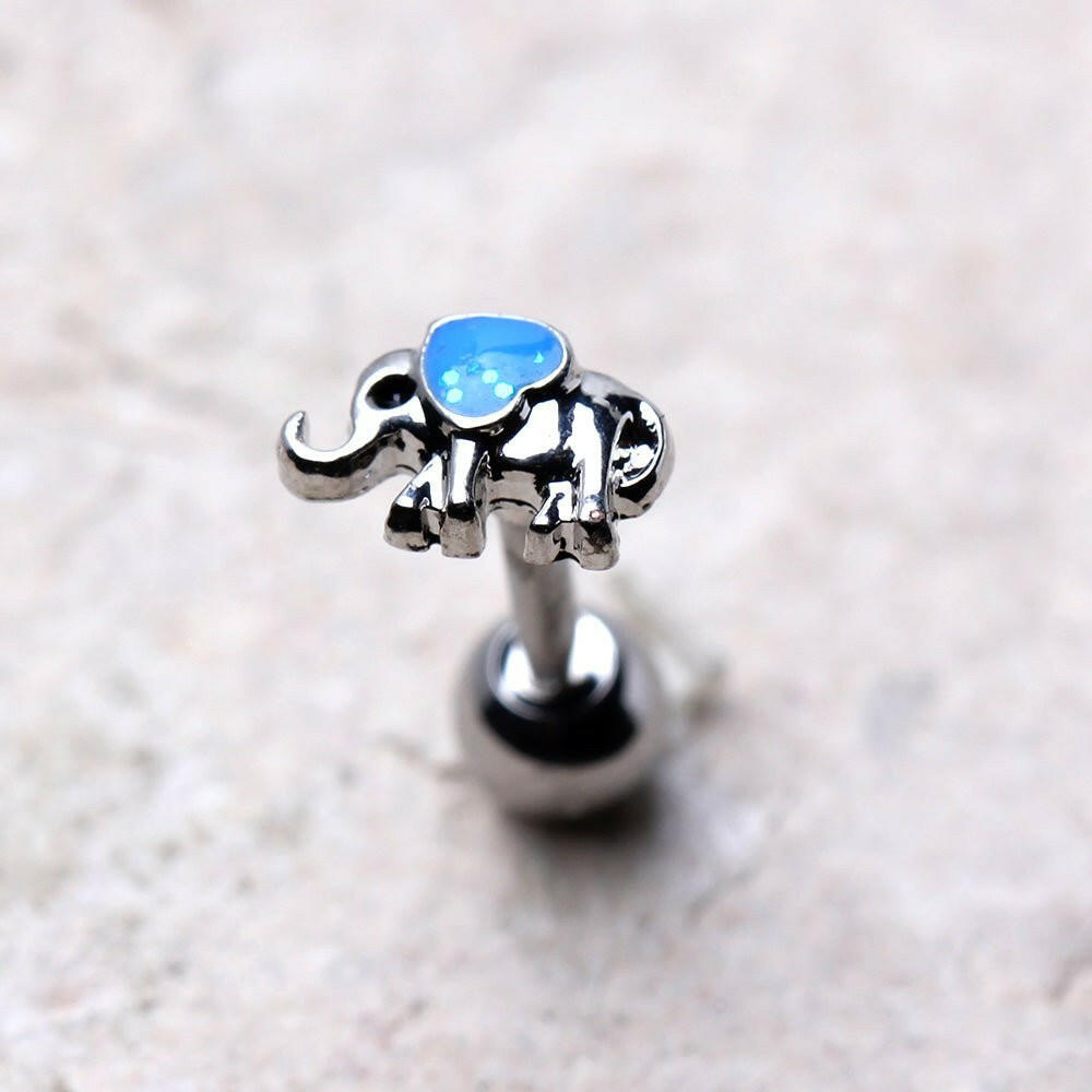 Stainless Steel Sparkling Blue Elephant Cartilage Earring Cartilage Earring Impulse Piercings