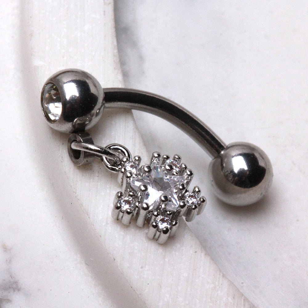 316L Stainless Steel Star Dangle Top Down Navel Ring Navel Ring Skin Metals