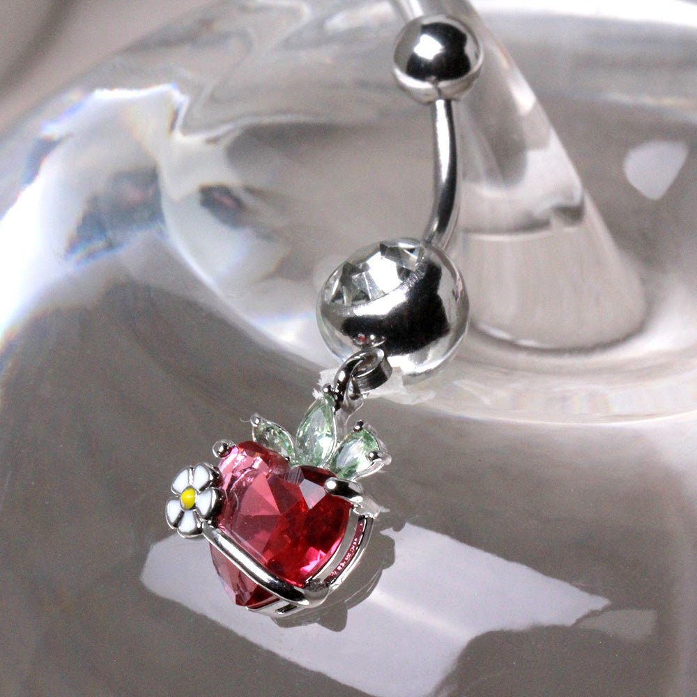 316L Stainless Steel Strawberry Dangle Navel Ring