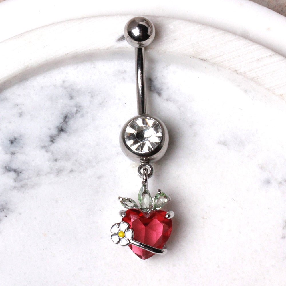 316L Stainless Steel Strawberry Dangle Navel Ring