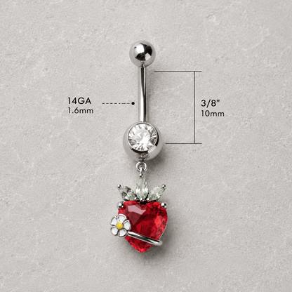 316L Stainless Steel Strawberry Dangle Navel Ring - Skin Metals