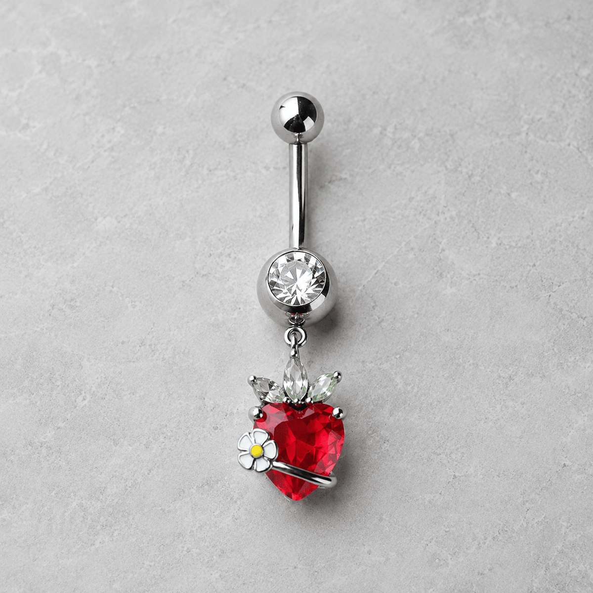 316L Stainless Steel Strawberry Dangle Navel Ring - Skin Metals