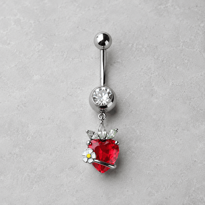316L Stainless Steel Strawberry Dangle Navel Ring - Skin Metals