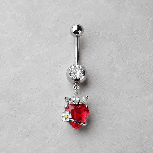 316L Stainless Steel Strawberry Dangle Navel Ring