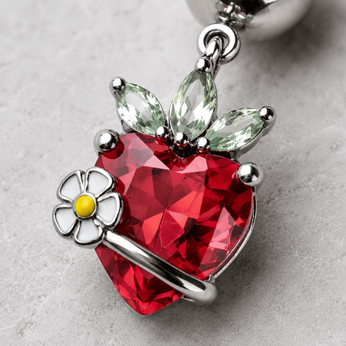 316L Stainless Steel Strawberry Dangle Navel Ring - Skin Metals
