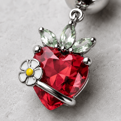 316L Stainless Steel Strawberry Dangle Navel Ring - Skin Metals