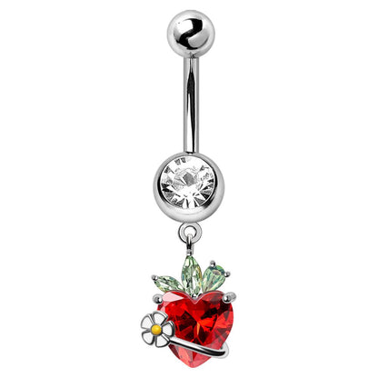 316L Stainless Steel Strawberry Dangle Navel Ring