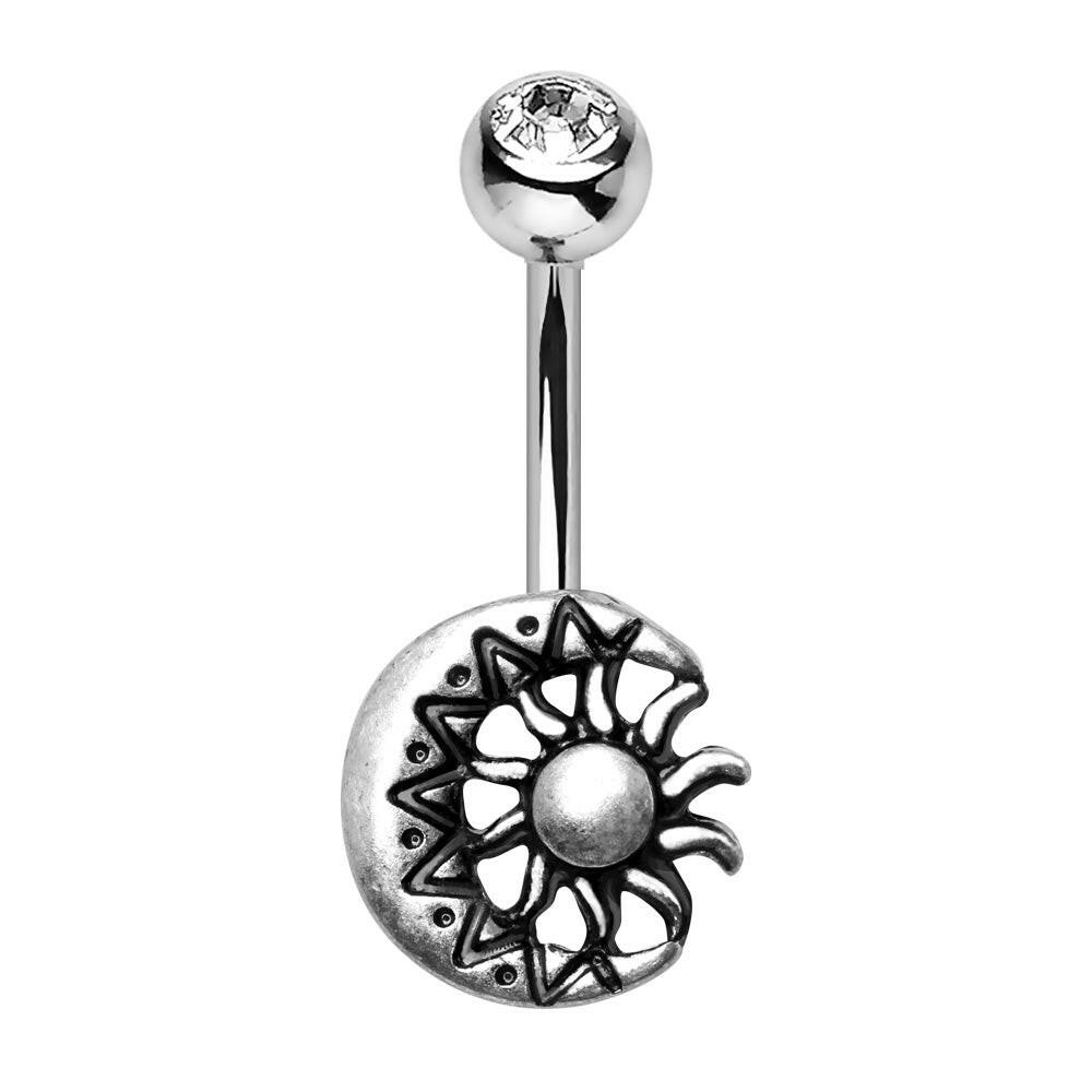 Stainless Steel Sun and Moon Navel Ring Navel Ring Impulse Piercings