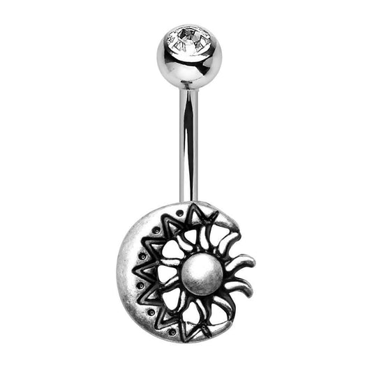 Stainless Steel Sun and Moon Navel Ring Navel Ring Impulse Piercings