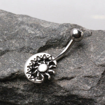 Stainless Steel Sun and Moon Navel Ring Navel Ring Impulse Piercings