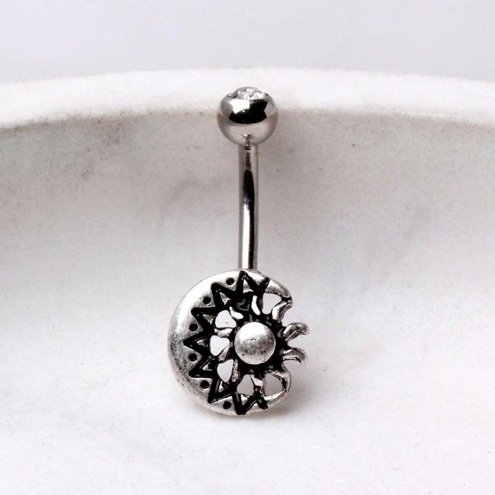 Stainless Steel Sun and Moon Navel Ring Navel Ring Impulse Piercings