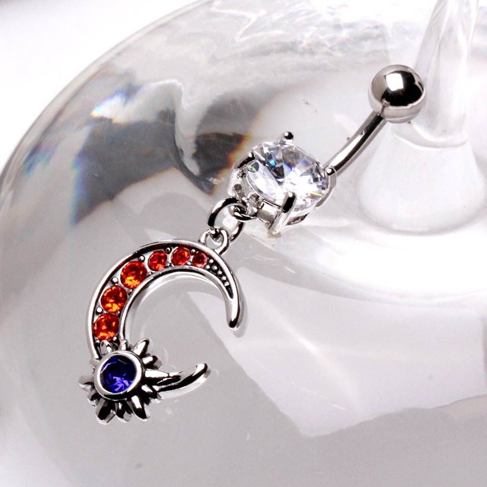 316L Stainless Steel Sun & Moon Dangle Navel Ring Navel Ring Skin Metals