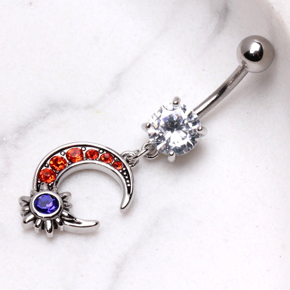 316L Stainless Steel Sun & Moon Dangle Navel Ring Navel Ring Skin Metals