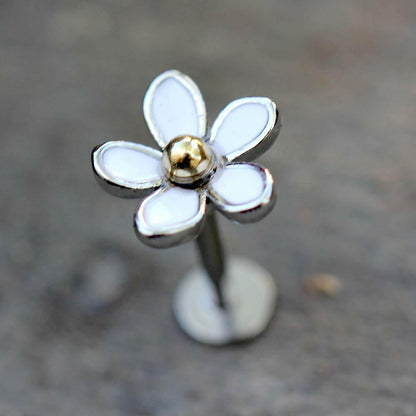 Stainless Steel Sweet White Daisy Labret Labret Impulse Piercings