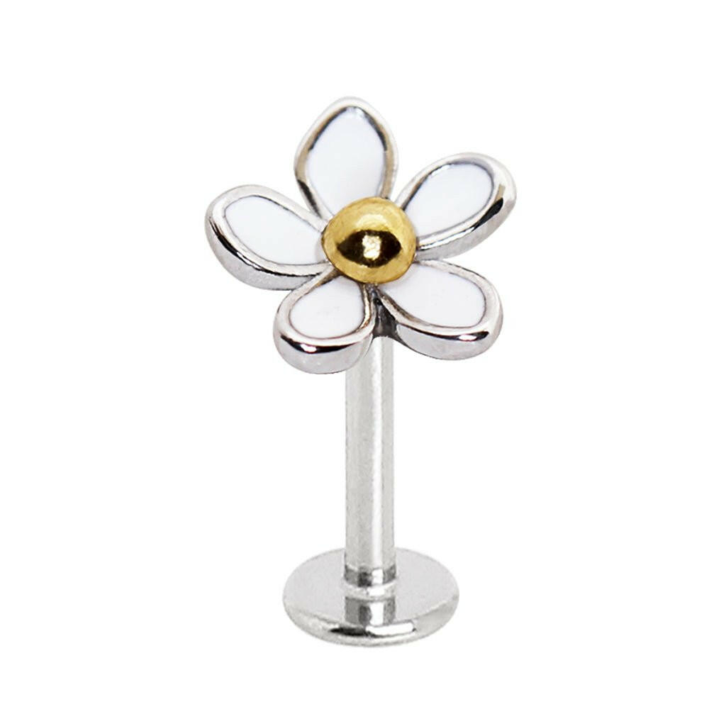 Stainless Steel Sweet White Daisy Labret Labret Impulse Piercings