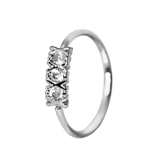 316L Stainless Steel Synthetic Triple CZ Cartilage Earring / Nose Hoop Ring - Skin Metals