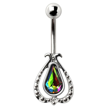 Stainless Steel Teardrop Vitrail Medium Flower Navel Ring Navel Ring Impulse Piercings