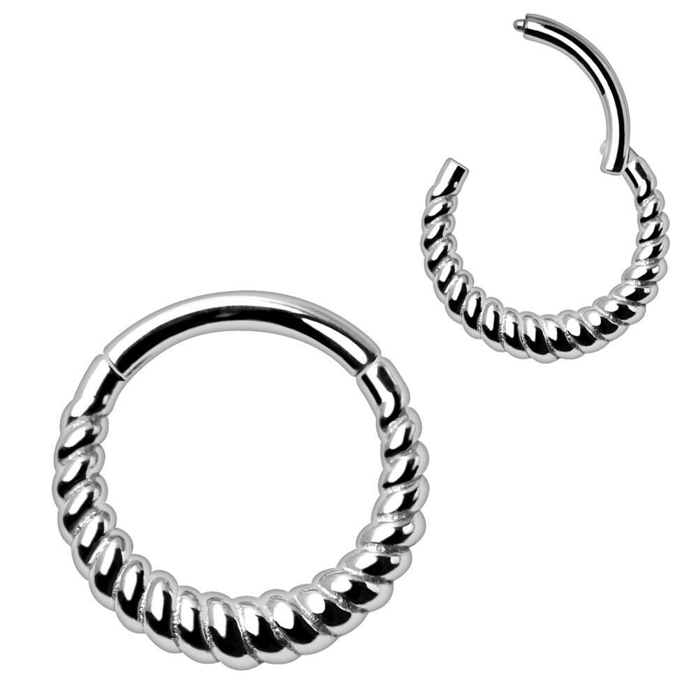 Stainless Steel Thick Rope Design Seamless Clicker Ring Captive Bead Impulse Piercings