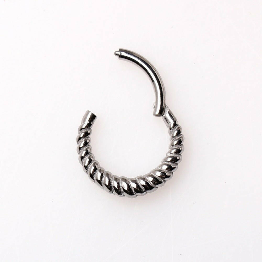 Stainless Steel Thick Rope Design Seamless Clicker Ring Captive Bead Impulse Piercings