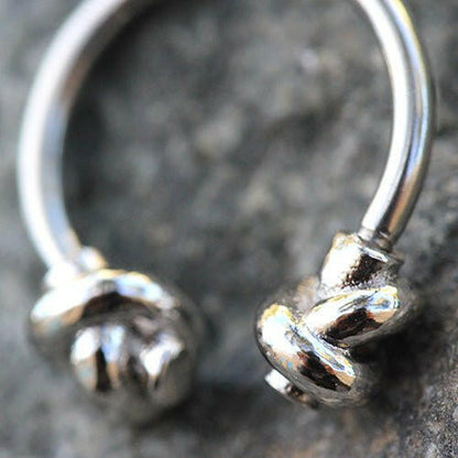 Stainless Steel Tied Knot Horseshoe Circular Barbell Impulse Piercings