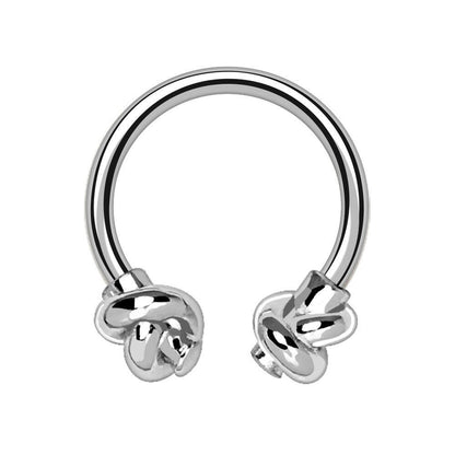 Stainless Steel Tied Knot Horseshoe Circular Barbell Impulse Piercings