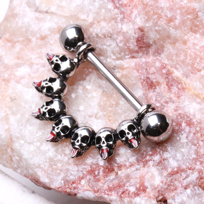 316L Stainless Steel Tongue Out Skull Nipple Ring Nipple Ring Skin Metals
