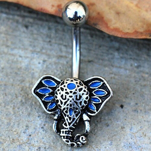 Stainless Steel Tribal Elephant Head Navel Ring Navel Ring Impulse Piercings