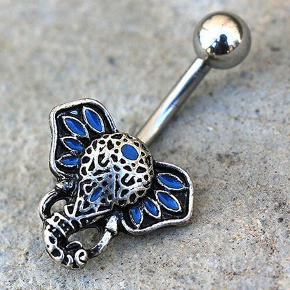 Stainless Steel Tribal Elephant Head Navel Ring Navel Ring Impulse Piercings