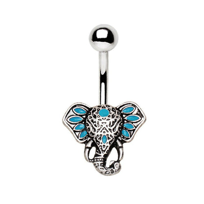 Stainless Steel Tribal Elephant Head Navel Ring Navel Ring Impulse Piercings