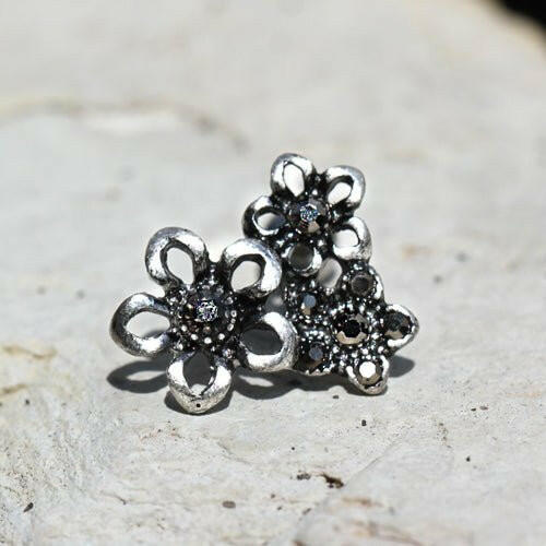 Stainless Steel Triple Accented Flower Cartilage Earring Cartilage Impulse Piercings