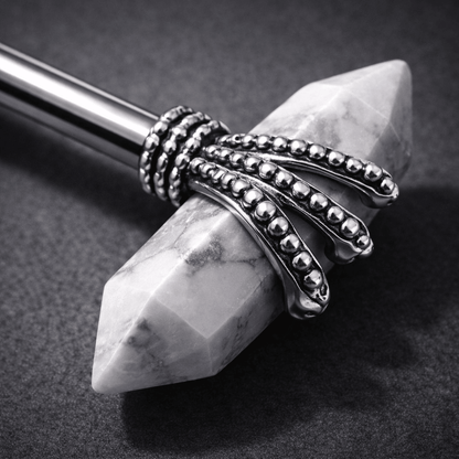 316L Stainless Steel Triple Claw Nipple Bar with Howlite Stones