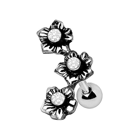 Stainless Steel Triple Flower Cartilage Earring Cartilage Impulse Piercings