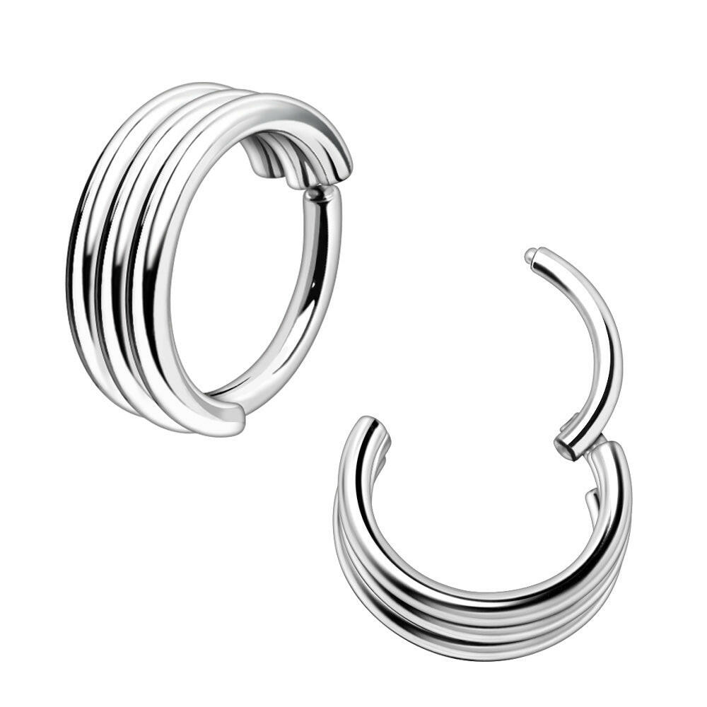 Stainless Steel Triple Seamless Clicker Ring Captive Bead Impulse Piercings