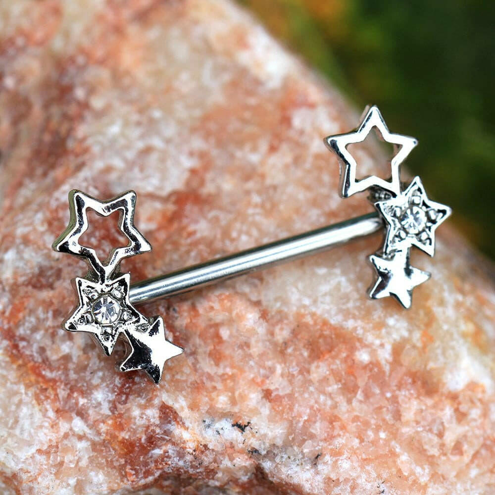 Stainless Steel Triple Star Nipple Shield Nipple Ring Impulse Piercings