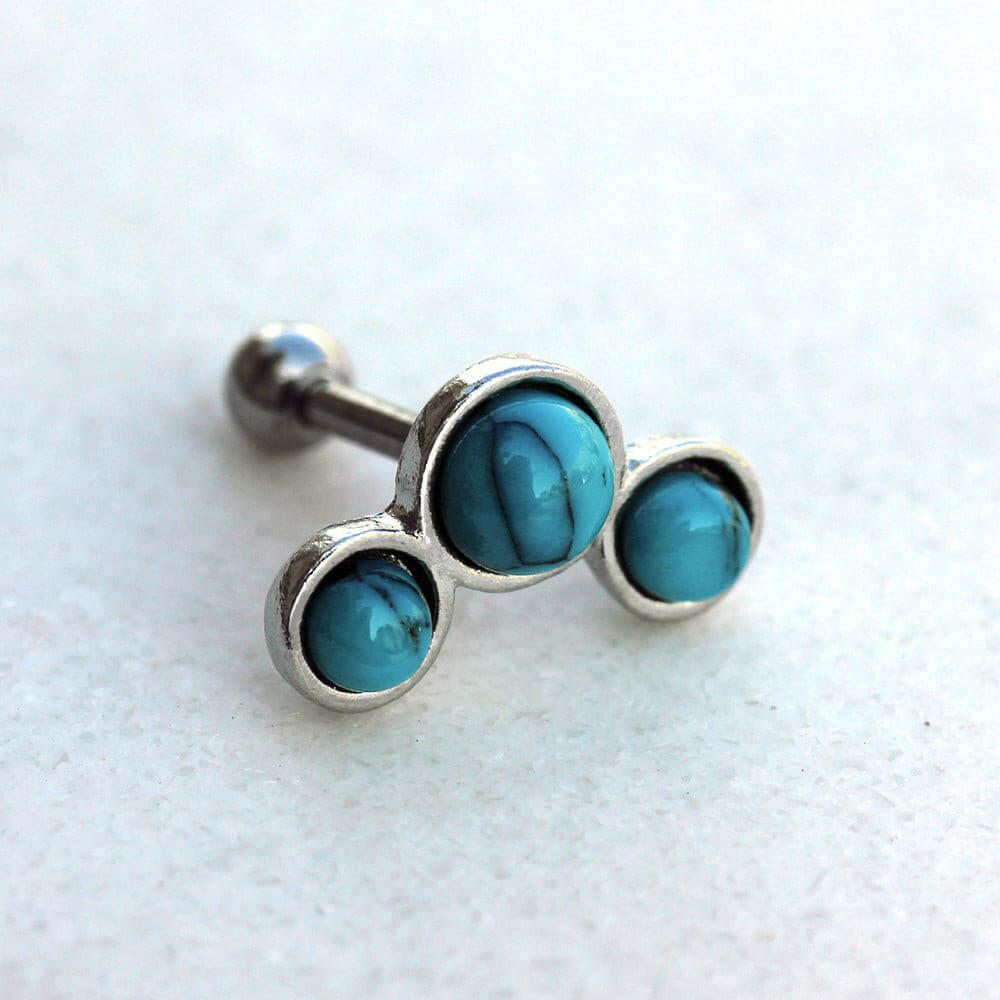 Stainless Steel Triple Turquoise Cartilage Earring Cartilage Earring Impulse Piercings